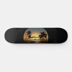 Aesthetic Tropical Sunset Palm Beach Vibes Skateboard