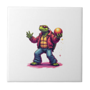 Aesthetic Turtle Disco T-Shirt Ceramic Tile