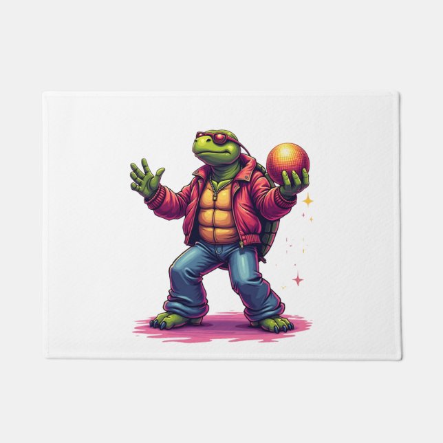 Aesthetic Turtle Disco T-Shirt Doormat (Front)