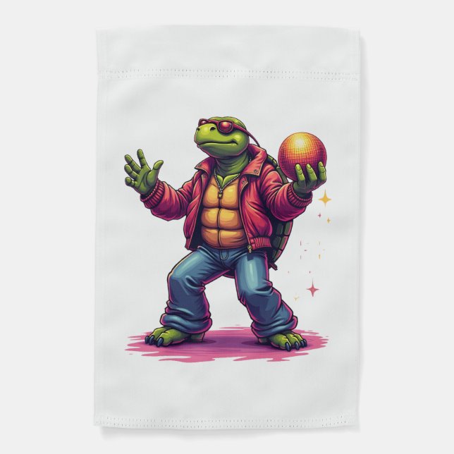 Aesthetic Turtle Disco T-Shirt Garden Flag (Front)