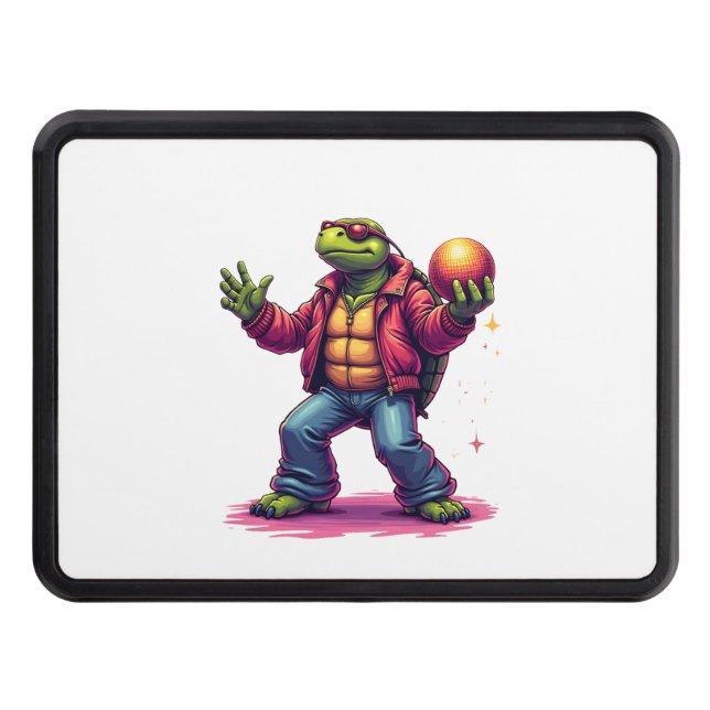 Aesthetic Turtle Disco T-Shirt Hitch Cover (Front)