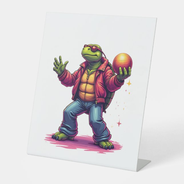 Aesthetic Turtle Disco T-Shirt Pedestal Sign (Front)