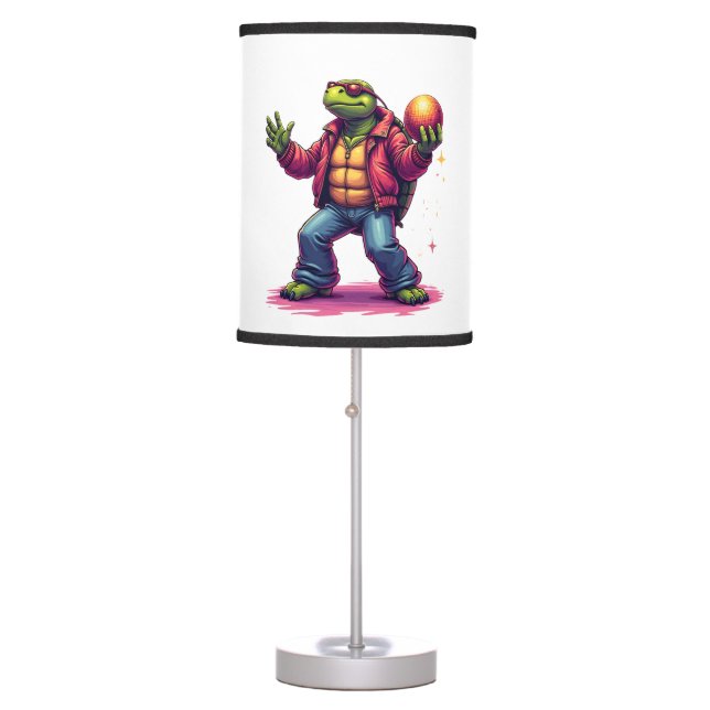 Aesthetic Turtle Disco T-Shirt Table Lamp (Front)