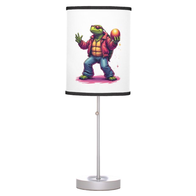 Aesthetic Turtle Disco T-Shirt Table Lamp (Front)