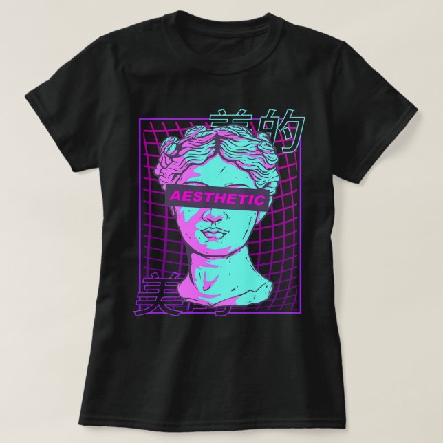 Aesthetic Vaporwave Japanese Bust Greek Sculpture  T-Shirt (Design Front)