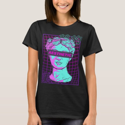 Aesthetic Vaporwave Japanese Bust Greek Sculpture  T_Shirt