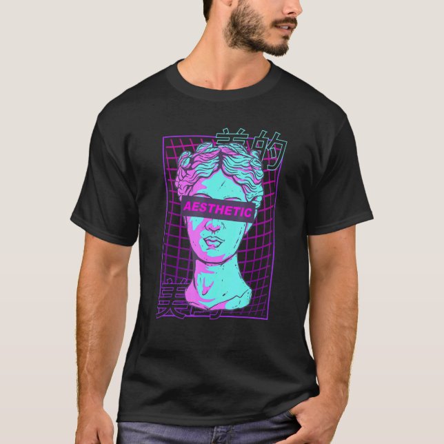 Aesthetic Vaporwave Japanese Bust Greek Sculpture  T-Shirt (Front)