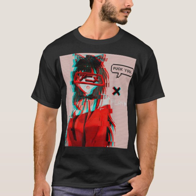 Aesthetic Vaporwave Japanese Futurism   Anime Retr T-Shirt (Front)