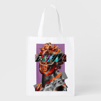 Aesthetic Vaporwave Japanese Futurism Grocery Bag