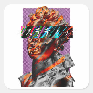 Aesthetic Vaporwave Japanese Futurism Square Sticker