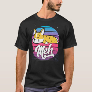 Aesthetic Vaporwave Japanese Otaku Meme Meh Corgi  T-Shirt