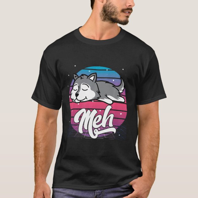 Aesthetic Vaporwave Japanese Otaku Meme Meh Siberi T-Shirt (Front)