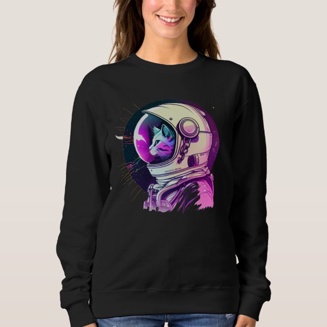 Aesthetic Vaporwave Space Cat 80s 90s Astronaut  1 Sweatshirt (Front)