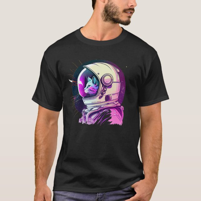 Aesthetic Vaporwave Space Cat 80s 90s Astronaut  1 T-Shirt (Front)