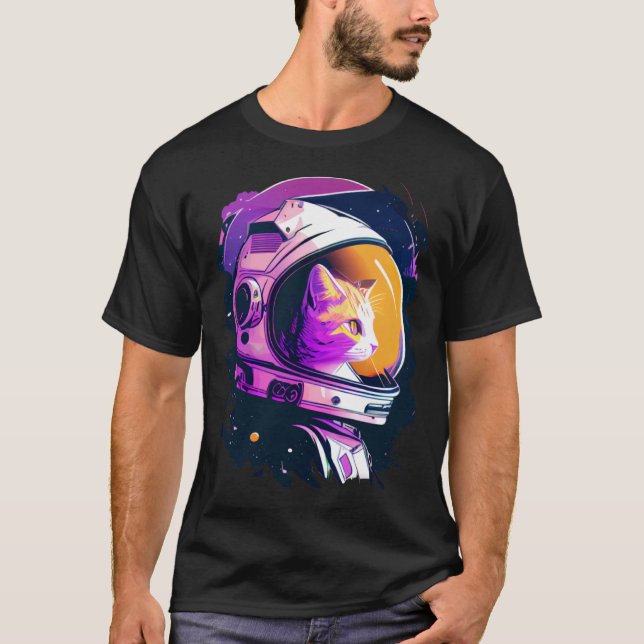 Aesthetic Vaporwave Space Cat 80s 90s Astronaut  4 T-Shirt (Front)