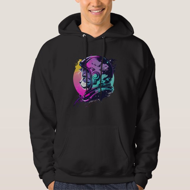 Aesthetic Vaporwave Space Cat 80s 90s Astronaut  5 Hoodie (Front)