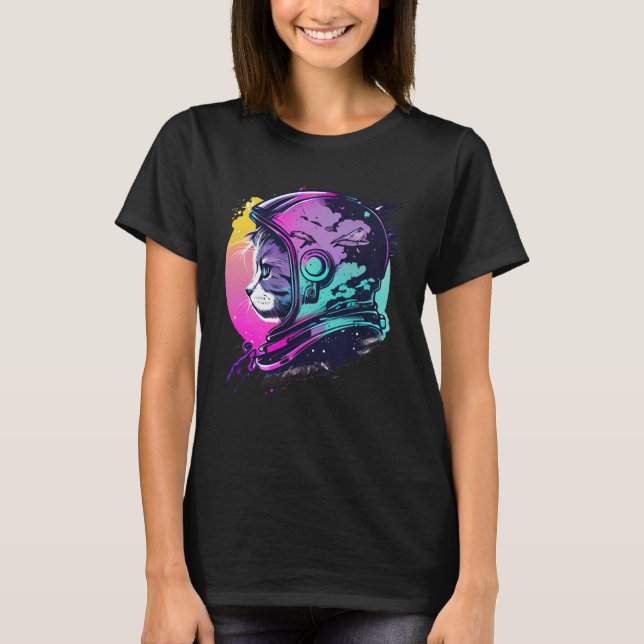 Aesthetic Vaporwave Space Cat 80s 90s Astronaut  5 T-Shirt (Front)