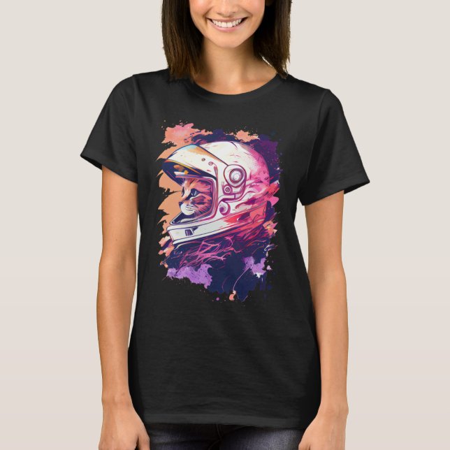 Aesthetic Vaporwave Space Cat 80s 90s Astronaut  6 T-Shirt (Front)