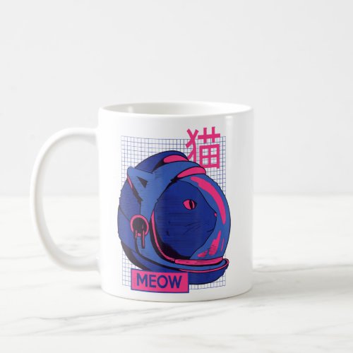 Aesthetic Vaporwave  Space Cat Meow  80s 90s Aesth Coffee Mug