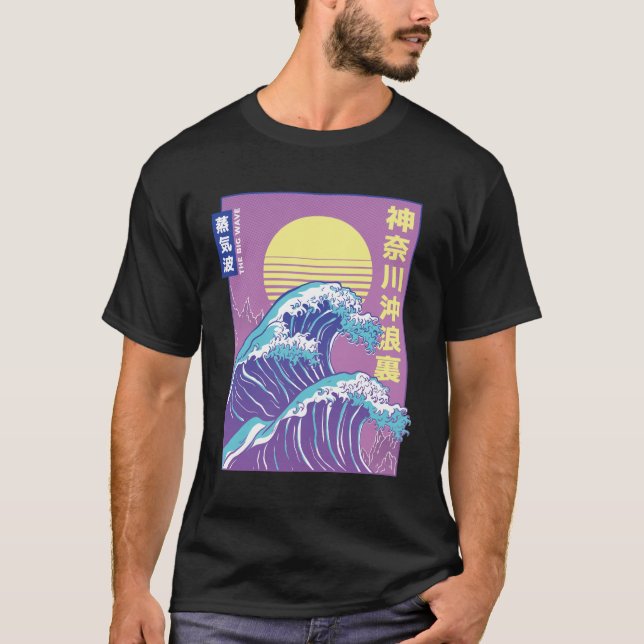 Aesthetic Vaporwave the big Wave T-Shirt (Front)