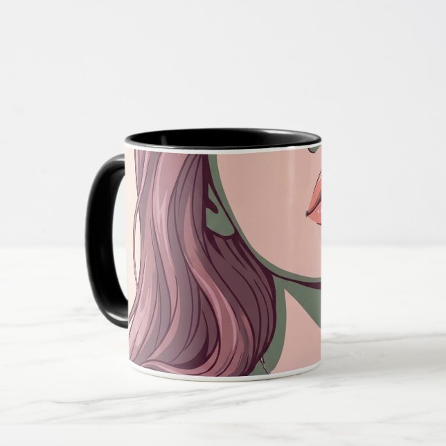 Aesthetic Vector Portrait Hoodie & Mug Set (Front Left)
