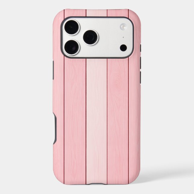 Aesthetic Vertical Wood Pattern Pink Colour  iPhone Case (Back)