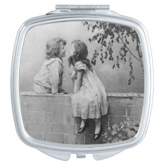 Aesthetic Vintage Black and White childhood love Compact Mirror