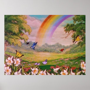 aesthetic vintage flower field poster