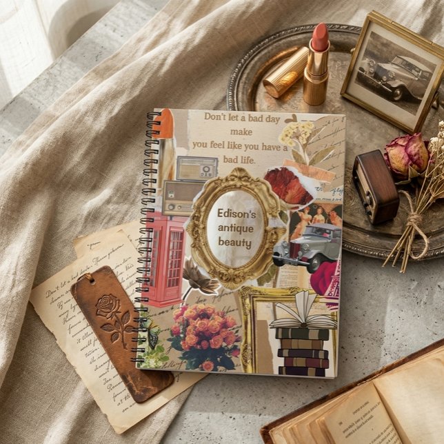 Aesthetic Vintage Retro Custom Name  Notebook (Creator Uploaded)