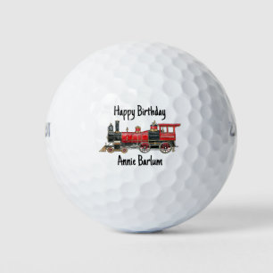 Aesthetic Vintage Train Birthday Golf Balls