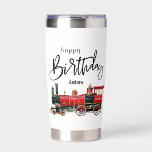 Aesthetic Vintage Train Birthday Insulated Tumbler