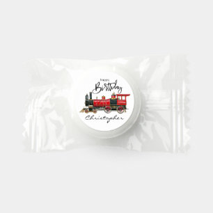 Aesthetic Vintage Train Birthday Mint Favors