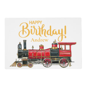 Aesthetic Vintage Train Birthday Placemat
