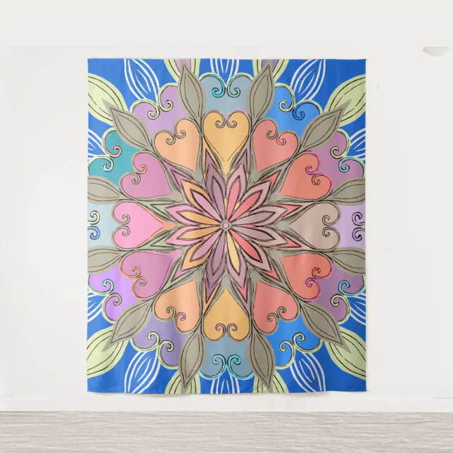 Aesthetic Wall Art Artwork Colorful Pastel Mandala Tapestry Zazzle
