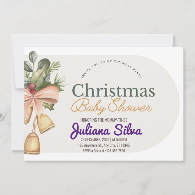 Aesthetic Watercolor Christmas Baby Shower Invitation (Front)