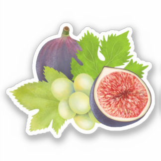 Aesthetic Watercolor Fig and Grape Artwork Sticker