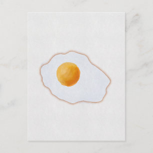 Aesthetic Watercolor Fried Egg Minimalist Art Prin Postcard