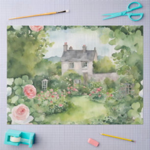 Aesthetic Watercolor Irish Village House Tissue Paper