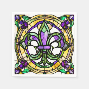 Aesthetic Watercolor Mardi Gras Fleur De Lis Napkins