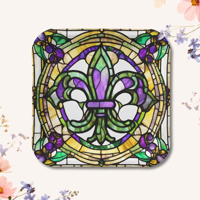 Aesthetic Watercolor Mardi Gras Fleur De Lis Paper Plates (Creator Uploaded)