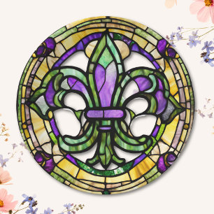 Aesthetic Watercolor Mardi Gras Fleur De Lis Paper Plates