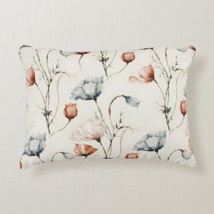 Aesthetic Watercolor Patriotic Wildflowers Accent Pillow