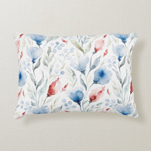 Aesthetic Watercolor Patriotic Wildflowers Accent Pillow