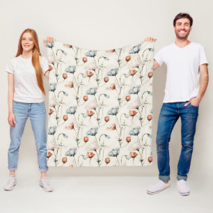 Aesthetic Watercolor Patriotic Wildflowers Fleece Blanket