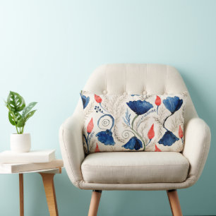 Aesthetic Watercolor Patriotic Wildflowers Lumbar Pillow