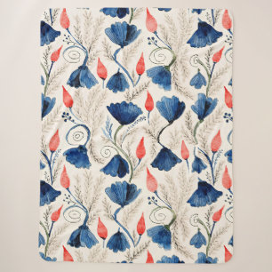 Aesthetic Watercolor Patriotic Wildflowers Sherpa Blanket