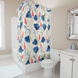 Aesthetic Watercolor Patriotic Wildflowers Shower Curtain