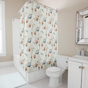 Aesthetic Watercolor Patriotic Wildflowers Shower Curtain