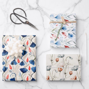 Aesthetic Watercolor Patriotic Wildflowers Wrapping Paper Sheets