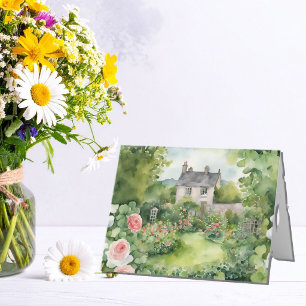 Aesthetic Watercolor St Patricks Day Irish House Thank You Card